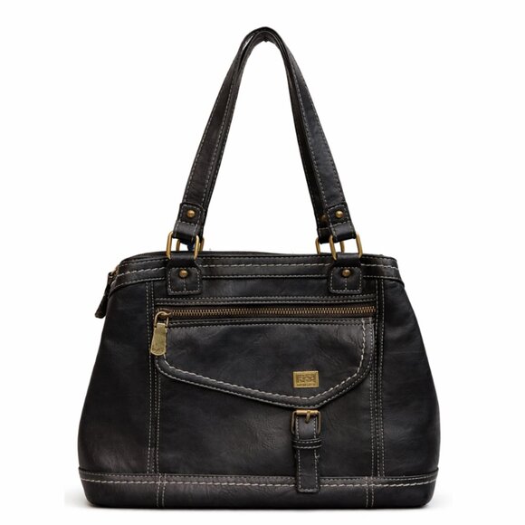 b.o.c. Handbags - BOC Born Shoulder Purse Bag Flap Zipper Bucket Black Faux Leather